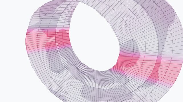 Flawless mathematical seamless loop of a M&ouml;bius Strip. Generated via code, this 4K Light Mode Data Ribbons background features sweeping scanners. Perfect for tech projects.