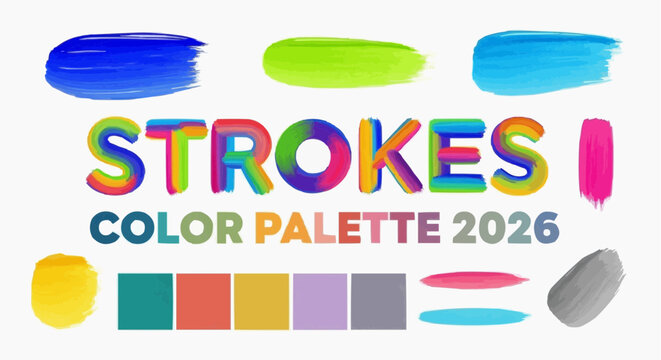 Color palette concept, showcasing strokes of different hues, a vivid illustration of vibrant color