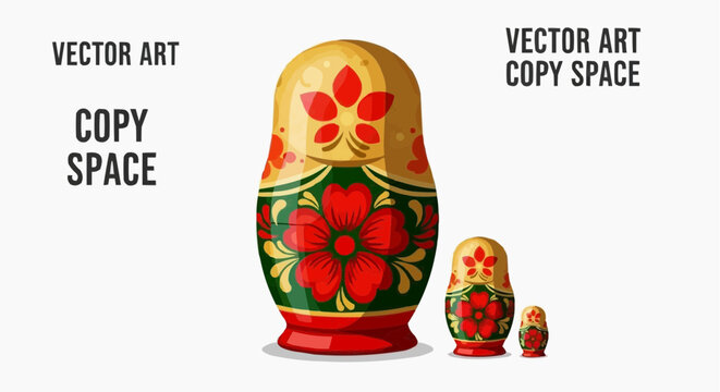 Set of traditional Russian nesting dolls on a solid surface, ready for your creative touch
