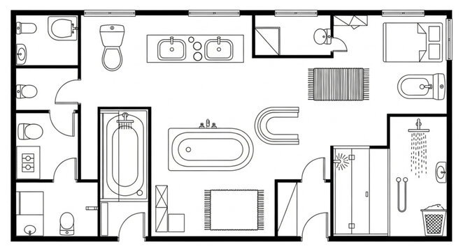 Architectural floor plan of a modern house interior design.