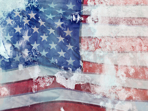 Close Up Grunge Style American Flag Background