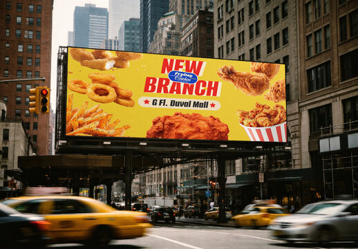 Billboard Mockup Advertising Fried Chicken PSD
