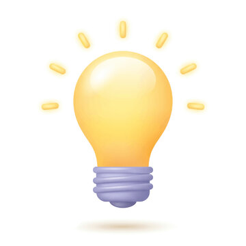 A glowing yellow light bulb with rays emanates brightly indoors.
