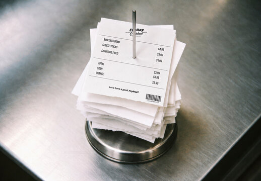 Restaurant Receipt Mockup Stack Holder PSD
