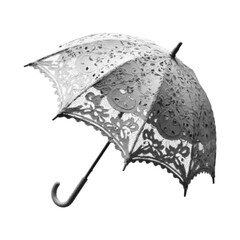 Vintage lace umbrella isolated on light background. Elegant accessory illustration in monochrome halftone style for fashion, wedding and decorative design. © Ксения Раневская