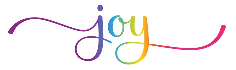 Naklejka premium JOY colorful brush lettering banner on transparent background