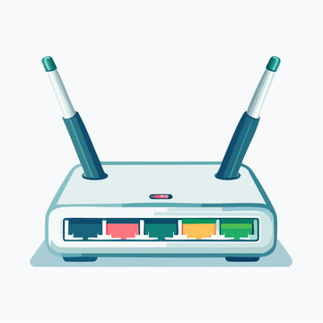 Wireless Router with Antennas and Ethernet Ports