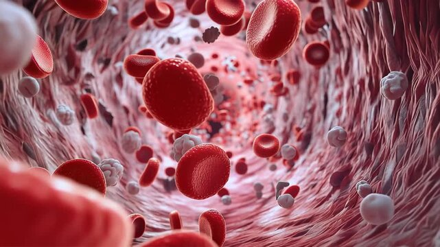 Exploring how red blood cells and white blood cells move in the bloodstream during a health process in the human body