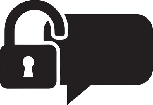 Closed padlock with speech bubble icon no entry warning sign danger sign security icon security