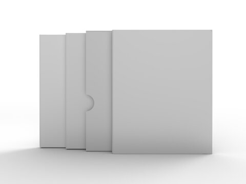 Slipcase book mockup with clean white hardcover packaging on  background. Professional branding template ideal for publishing, portfolio presentation, product showcase, ads and print design. 3D render