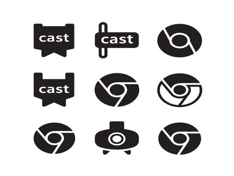 Vector set of cast icons and symbols on white background
