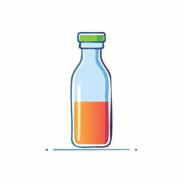Illustration of a glass bottle with orange liquid and a green cap