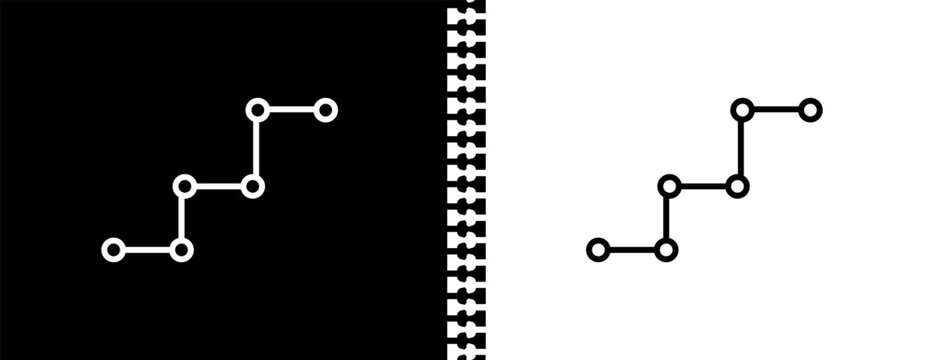 connected data UI outline icon in black and white mode - business and analytics collection. 