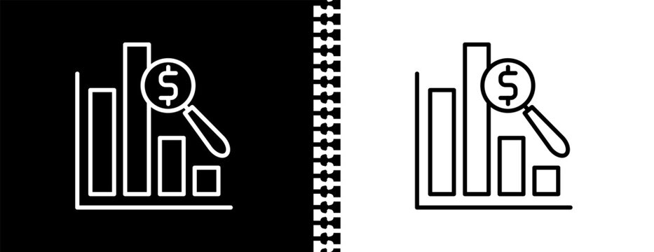 dollar analysis bars UI outline icon in black and white mode - business and analytics collection. 