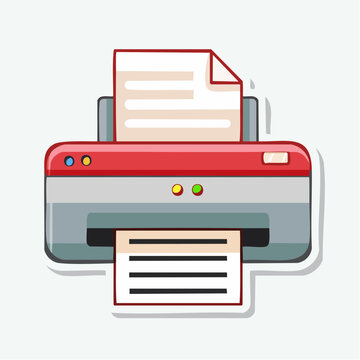 Cartoon Printer with Paper