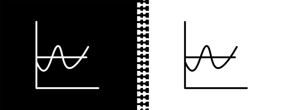 wave chart UI outline icon in black and white mode - business and analytics collection. 
