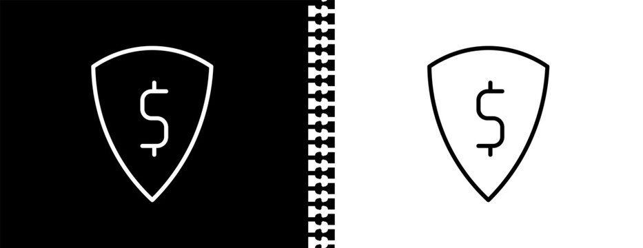 dollar money protection UI outline icon in black and white mode - business collection.