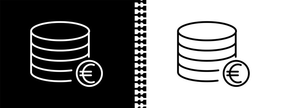 euro coins stack UI outline icon in black and white mode - business collection.