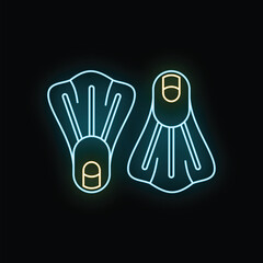 Diving flippers in a modern line art style with vibrant neon colors © anatolir