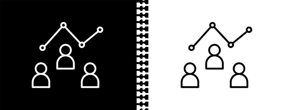 increase team work UI outline icon in black and white mode - business collection.