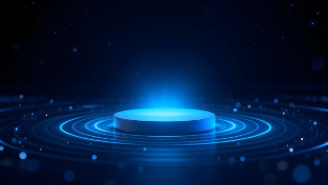 Glowing circular platform with blue light effects