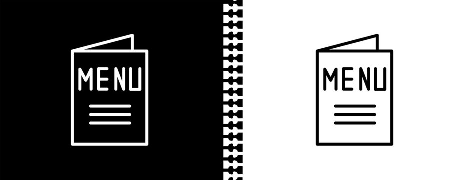 menu card UI outline icon in black and white mode - bistro and restaurant collection.