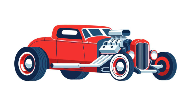Red Hot Rod Car Illustration - Vintage Custom Vehicle
