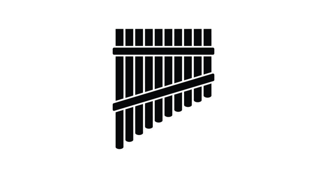 Pan Flute Silhouette Black Musical Instrument Shape On White Background