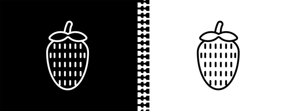 strawberry drawing UI outline icon in black and white mode - bistro and restaurant collection.