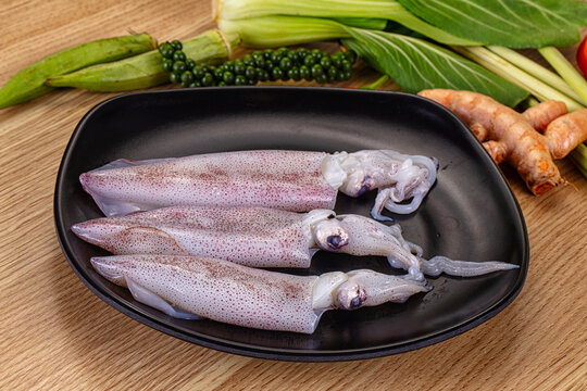 Raw fresh calamari or squid for cooking