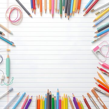 Colored pencils and art supplies on paper
