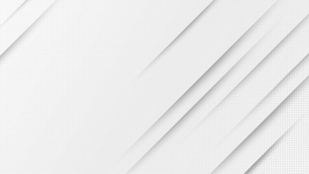 Abstract white vector background with diagonal overlapping stripes and grid pattern