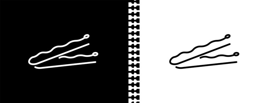 bobby pins UI outline icon in black and white mode - beauty collection.