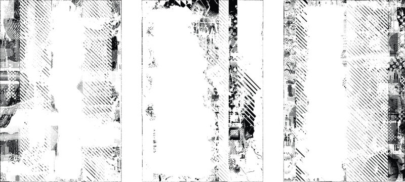 Grungy isolated layers . Design element for brochure, social media, posters, flyers. Overlay texture.Textured banner with Distress effect .Vector halftone dots . Screen print texture
