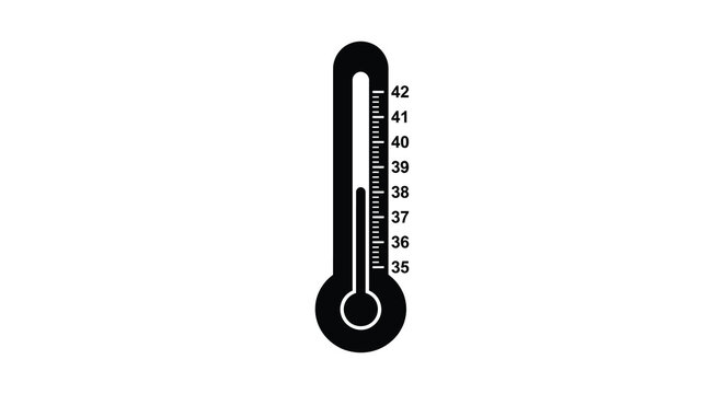 Black thermometer silhouette on a white background silhouette high quality