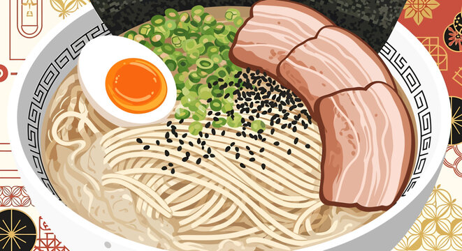 Delicious bowl of ramen noodles served.