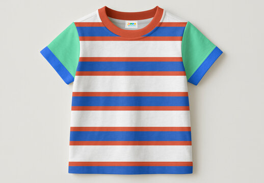 Colorful Striped Children's Tshirt Mockup PSD