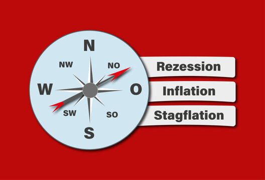 Vektorzeichnung, wirtschaftliche Begriffe, Rezession, Inflation, Stagflation
