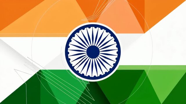 Abstract Indian Flag Design with Geometric Shapes and Motion Graphics