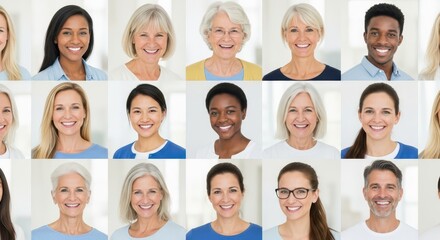 Fototapeta premium Collage of Diverse Smiling People of Different Ages and Ethnicities for Community Represen