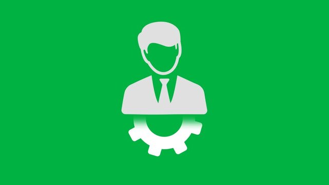 Business management icon animation on green screen background