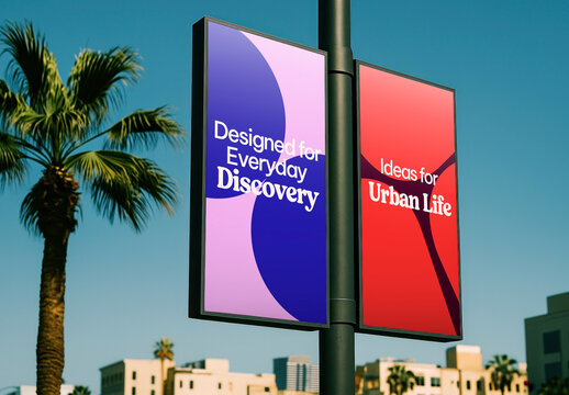 Modern Urban Street Advertisement Sign Mockup PSD