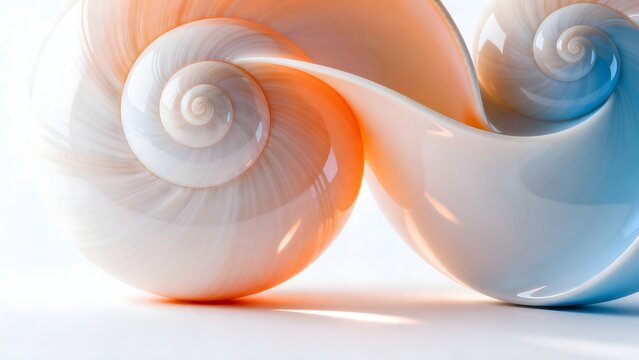 Two colorful spiral seashells