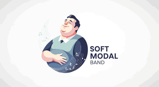 Happy man embracing circular shape logo concept