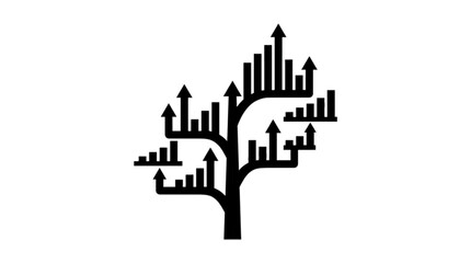 Fototapeta premium silhouette of a churchBlack silhouette of a tree with growing bars and arrows on white background