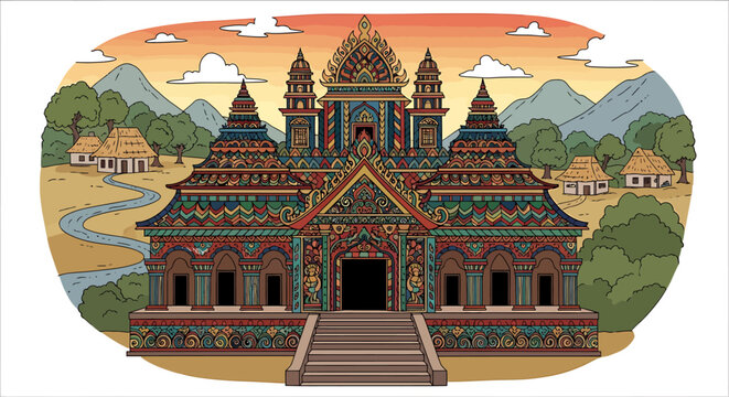 Ancient temple with intricate carvings.