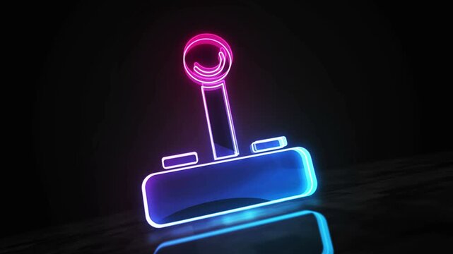 Joystick video game controller symbol digital abstract concept holographic glass. Cyber technology and computer background 3d object.