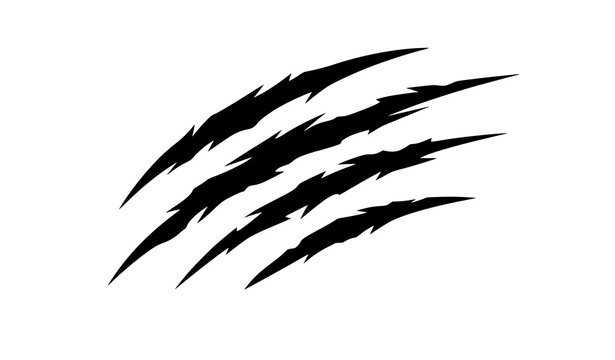 Minimalist tiger claw scratch marks silhouette vector icon isolated on white background wild animal design