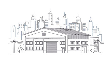 Fototapeta premium Large Industrial Building with Garage Door.