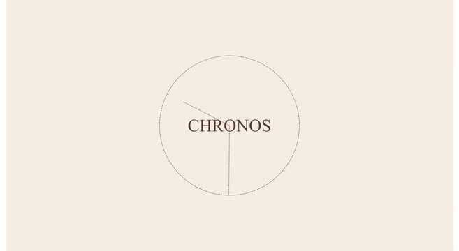 Minimalist chronos clock animation with rotating hands on beige animation